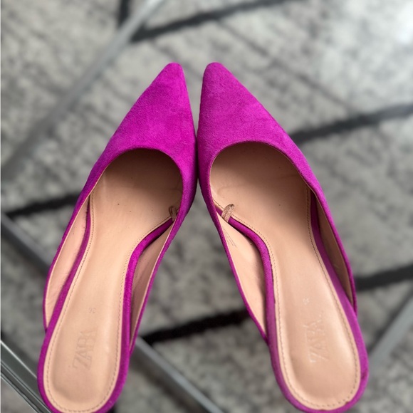 Zara Fuchsia Heeled Mules - Picture 4 of 6
